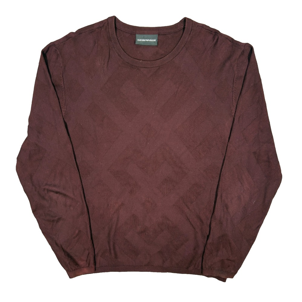 Emporio Armani Sweater Viscose Diamond Pattern Red Large